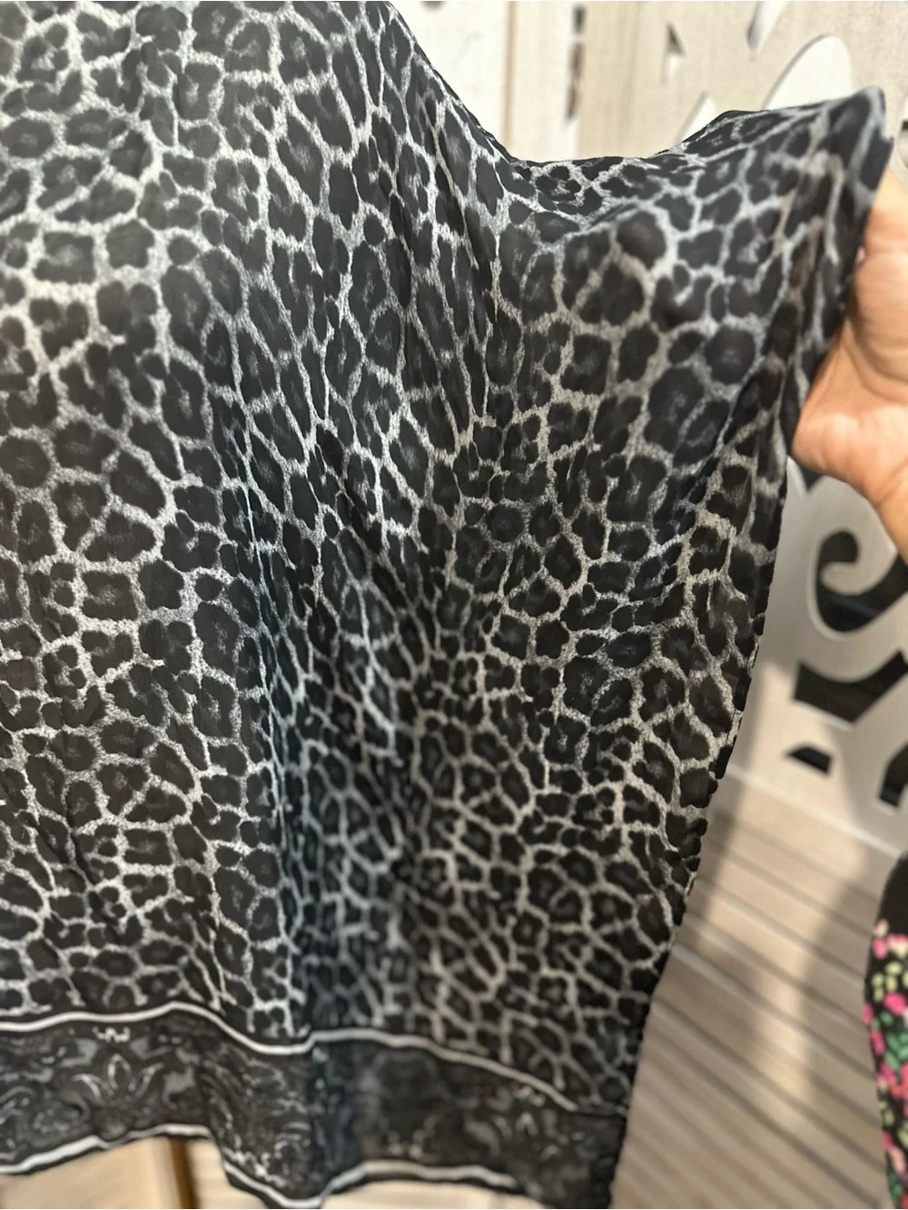 Michael Kors Black and Gray Leopard Print dolman Blouse size S\M